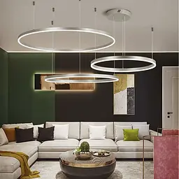 Світлодіодна люстра на три кільця 80, 60 та 40 см у хромованому каркасі | Line F | Арт. MJ73-800+600+400 CH