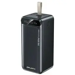 Павербанк AWEI PA13 50 000 mAh портативна батарея швидка зарядка 225W 2 USB дисплей Чорний