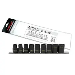 Комплект голівок для пошкоджених гайок на планці 1/2" 9 од. Toptul hoz0007603