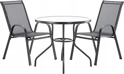 Комплект садових меблів GardenLine Verona-4 Black круглий стіл - мініатюра 3