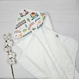 Дитячий рушничок-куточок 80х80 a.l.babybox Потяг Білий - мініатюра 4