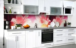 Кухонний фартух Аромат лілій ПВХ 60х200 см самоклеючий миючий квіти Рожевий Happy Pocket Z183650