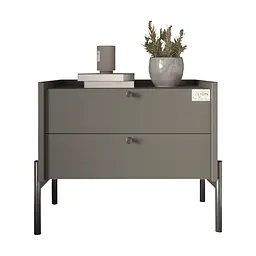 Тумба приліжкова LION Wood з двома шухлядами Антрацит (чорні ножки) (LION-041335) ТОП