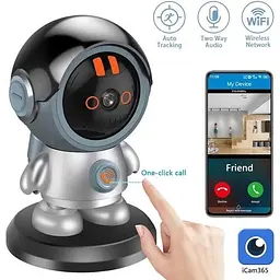Поворотна бездротова Wi-Fi відеокамера 3MP відеоняня Робот із датчиком руху 355 градусів UKC HD Smart Camera ART 8936 - мініатюра 2