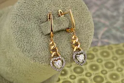Сережки підвіски Xuping Jewelry сердечки з родієм 3,6 см золотисті - мініатюра 2