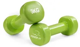 Гантелі вінілові PowerPlay 4125 Achilles 2*3 кг Зелені 2 шт + Гумка для фітнесу 7,5 кг (PP_4125_3kg_2in) - мініатюра 2
