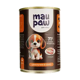 Набір: сухий корм для собак великих порід Brit Premium Dog Adult L з куркою 15 кг + корм для дорослих собак MAU PAW Шматочки в соусі з птицею 415 г + корм для дорослих собак MAU PAW Шматочки в желе з індичкою та печінкою 415 г - мініатюра 4
