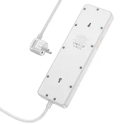 Подовжувач Hoco AC14A Rico PD30W (3USB-A/1C/5xSocket) (1.5m) White - мініатюра 2