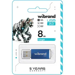 USB флеш-накопичувач Wibrand Cougar 8GB USB-A 2.0 Blue (WI2.0/CU8P1U) [170479] - мініатюра 2