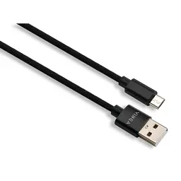 Дата кабель USB 2.0 AM to Micro 5P 1m nylon black Vinga (VCPDCMNB1BK) - мініатюра 1