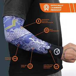Геймерський рукав Overwatch 2 Hanzo tatoo (Овервотч) безшовний L Синій - мініатюра 5