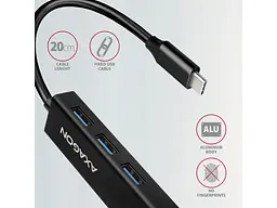 Мультипортовий адаптер AXAGON SuperSpeed Black (HMC-GL3A) - мініатюра 3