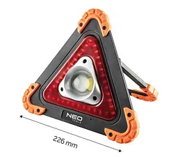 Neo Tools Прожектор на батарейках, трикутний, ААх4, 22x220x45мм , 800лм, 10Вт, 3 функції освітлення, біле/червоне світло - мініатюра 9