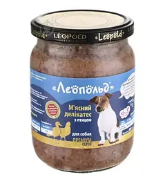 Вологий корм Леопольд м'ясні делікатеси з птицею для собак 500 г