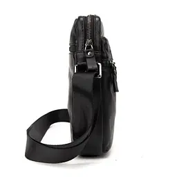 Месенджер класичний в гладкій шкірі чорний Tiding Bag 8717A - мініатюра 4