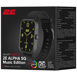 Смарт-годинник 46 mm 2E Alpha SQ Music Edition Black - мініатюра 6