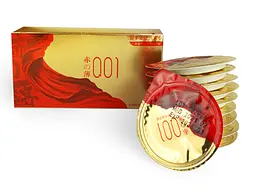 Ультратонкі презервативи з пролонгуючим ефектом Olo Red Gold, 1 шт в упаковці Olo Olo Red Gold пролонгуючі 101843 - мініатюра 1