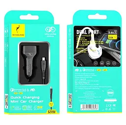 Автомобільний зарядний пристрій SkyDolphin SZ19V PD 20W + QC3.0 20W Black + кабель microUSB (AZP-000105)