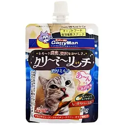 Ласощі для котів CattyMan Creamy Milk сливкове пюре з молоком рідке 0.07 кг