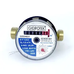 Лічильник холодної води Gidrotek E-T 1,6U 1/2″ зі штуцером (110мм) - мініатюра 2