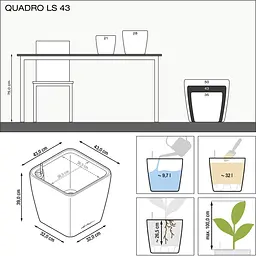 Вазон Lechuza Quadro Premium LS 43 антрацит (16183) - мініатюра 5