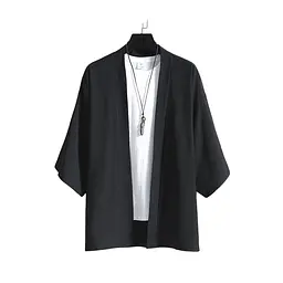 Плащ Хаорі Накидка в японському стилі Базове однотонне Чорне Basic black H N BB