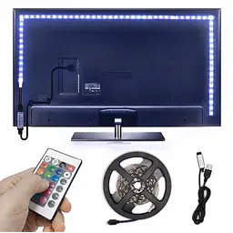 Світлодіодна стрічка RGB USB 5050 з пультом, 2 м, для підсвітки кімнати - мініатюра 5