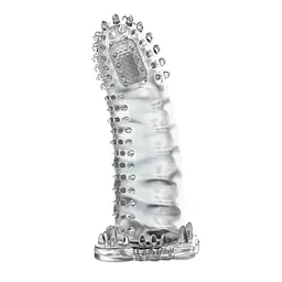 Насадка на член - Brave Man Vibrating Penis Sleeve Clear - мініатюра 5
