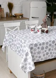 Новорічна скатертина 110х150 см біло-сіра Homedec