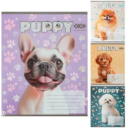 
Зошити учнівські 12 аркушів коса лінія KIDS LINE DOGS, 25 шт. в упаковці
