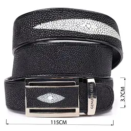 Ремінь-автомат STINGRAY LEATHER 18203 з натуральної шкіри морського ската чорний 100 см - мініатюра 5