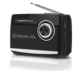 Радиоприемник портативный REAL-EL X510 Black с фонариком - мініатюра 3