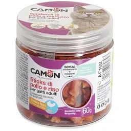 Ласощі для котів Camon, палички з куркою та рисом 3 см, 60 г
