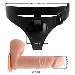 Страпон Pretty Love Harness Briefs Tom 20 см тілесний - мініатюра 6