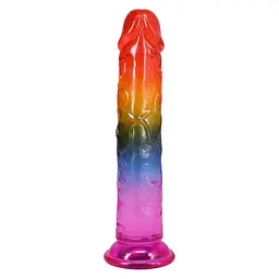 Ділдо Doc Johnson Crystal Jellies 7.5 Inch Dong Rainbow, 19.7 см - мініатюра 4