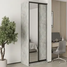 Шафа-купе дводверна MebelStar Уні BG ДСП/Дзеркало 90x60x240 см Бетон (MBS-10503)