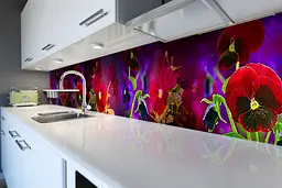 Кухонний фартух Братки вінілова наклейка ПВХ квіти фіалки Фіолетовий 60х200 см Happy Pocket Z180743 - мініатюра 6