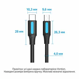 Кабель Vention COWBF USB-C - Mini-USB 1 м чорний (COWBF) - мініатюра 3