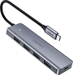 USB-хаб Ugreen 4-in-1 USB Type-C to 4xUSB 3.0 HUB тонкий 15 см Black (CM219)