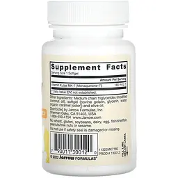 MK-7 активна форма вітаміну K2 Jarrow Formulas 180 мкг 30 капсул - мініатюра 2