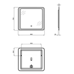 Дзеркало Qtap Leo 800x700 з LED-підсвічуванням QT117814187080W, Білий - мініатюра 2