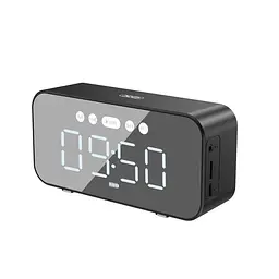 Акустична система XO F41 Mirror Clock bluetooth Speaker Чорна - мініатюра 6