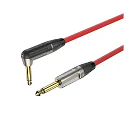Инструментальный/гитарный/межблочный кабель Jack 6,3 — угловой Jack 6,3 Roxtone TGJ-J110-L1 1м - мініатюра 1