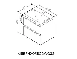 Тумба з раковиною AM.PM X-Joy підвісна 55, білий глянець M85-FHX0552-WC0552WG38, Білий - мініатюра 2