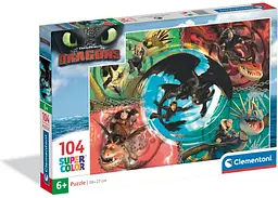 Пазл Clementoni SuperСolor: Пригоди Драконів, Як приборкати дракона, DreamWorks (SuperСolor - How to Train your Dragon Puzzle - 104 pcs.), 104 ел. (25035)