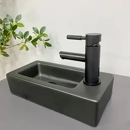 Умивальник VBI Komo L black matt накладний підвісний VBI-015615, Чорний матовий - мініатюра 2