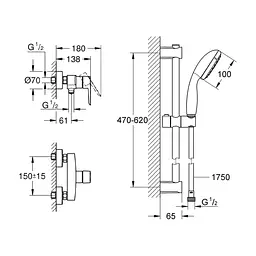 Душовий гарнітур Grohe QuickFix Start Black (UA30330801) - мініатюра 7