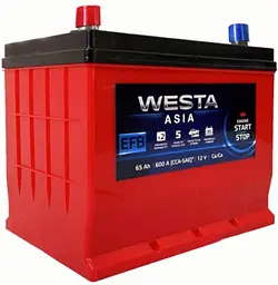 Автомобільний акумулятор WESTA ASIA (JIS) 65 Ah / 600 A EFB Start-Stop R (0) (-/+) (232x175x220) WAEFB650 - мініатюра 2