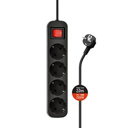 Фільтр живлення СolorWay (CW-PSEA42BK) 4 розетки, 2м, Чорний