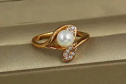 Кільце Xuping Jewelry шелест з перлиною р 16 розсувне золотисте